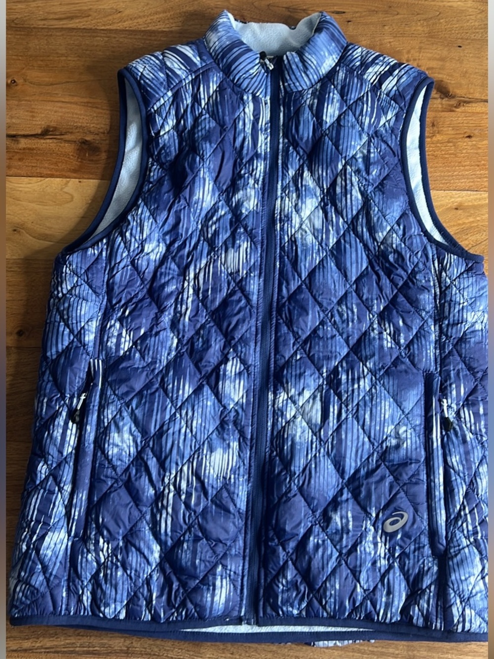 Asics Quilted Puffer Vest Reversible Full Zip Hip Pockets Drop Hem MD